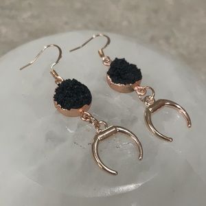 Black Druzy Earrings